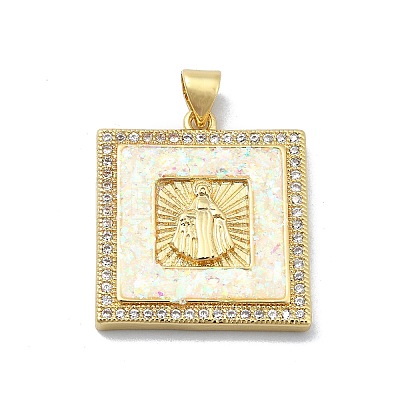 Brass Micro Pave Clear Cubic Zirconia Pendants KK-A221-26G-01-1