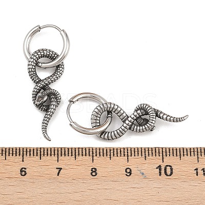 316 Surgical Stainless Snake Hoop Earrings EJEW-C160-15AS-1