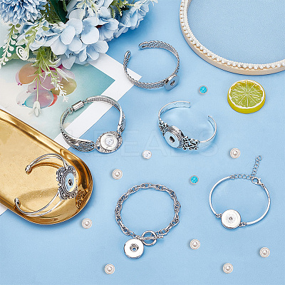 6Pcs 6 Style Alloy Interchangeable Snap Link Cuff Bangles & Charm Bracelets Settings DIY-DR0001-06-1