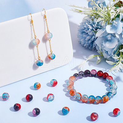 200Pcs 8 Colors Two Tone Transparent Crackle Glass Beads GLAA-AR0001-44-1