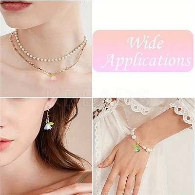 10Pcs Acrylic & Glass Flower Pendants PALLOY-YW00116-01-1