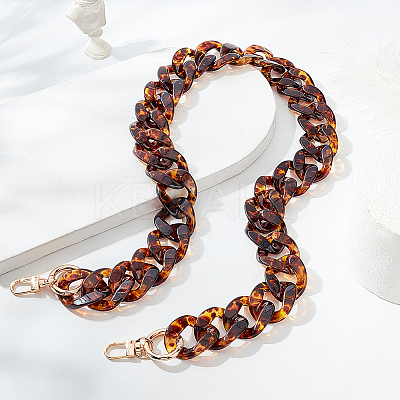 Leopard Print Pattern Acrylic Curb Chain Bag Handles FIND-WH0120-04A-1