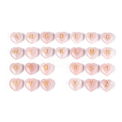 26Pcs 26 Styles Natural Rose Quartz Heart Beads G-T144-A03-1