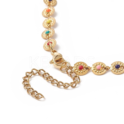 Colorful Enamel Flower Link Chain Necklace NJEW-JN04233-1