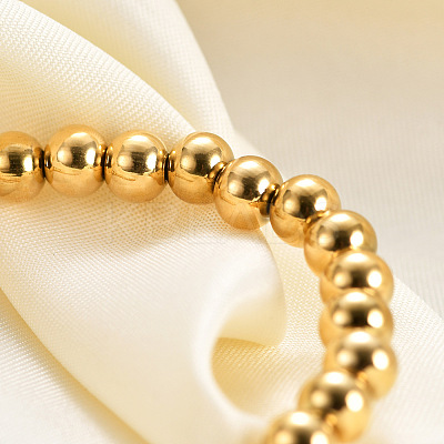 6MM Adjustable 304 Stainless Steel Round Beaded Stretch Bracelets for Women UQ9222-1-1