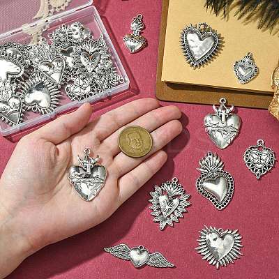 24Pcs 12 Styles Tibetan Style Alloy Pendantss FIND-CJ0002-38-1