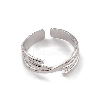 Non-Tarnish 304 Stainless Steel Criss Cross Open Cuff Rings for Women RJEW-G285-50P-1