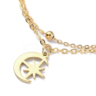 304 Stainless Steel Cable & Satellite Chains Double Layer Multi-strand Bracelet BJEW-E092-04G-1
