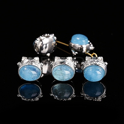 Alloy Pave Natural Blue Aquamarine Beads PW-WGA4791-02-1