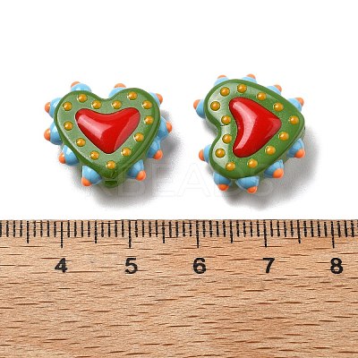 Baking Paint Glass Bumpy Beads Heart X-LAMP-V001-07E-1