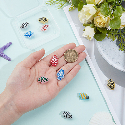 20Pcs Painted Glass Beads Enamel Beads BLOW-PA0001-01-1