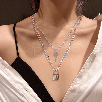 18Pcs 18 Style Alloy Curb & Paperclip & Herringbone Chain Necklaces Set NJEW-AN0001-43-1