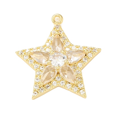 Brass Micro Pave Cubic Zirconia Charms KK-P228-44G-1