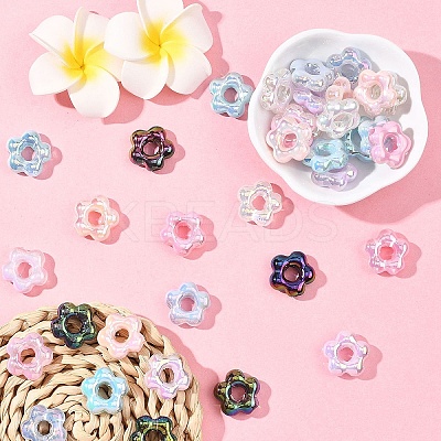 35Pcs 7 Colors UV Plating Opaque Acrylic Beads OACR-YW0003-89-1