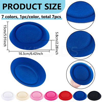 7Pcs 7 Colors EVA Cloth Round Fascinator Hat Base for Stewardess Millinery AJEW-BC0007-94-1