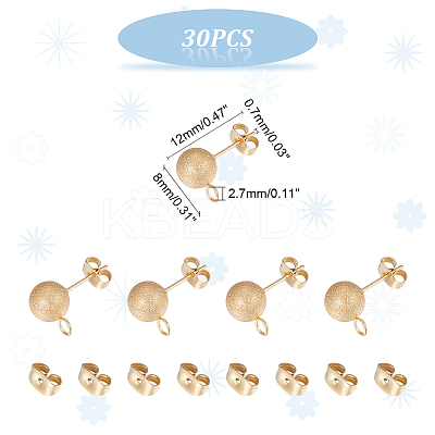 30Pcs 304 Stainless Steel Stud Earring Findings STAS-UN0044-58-1