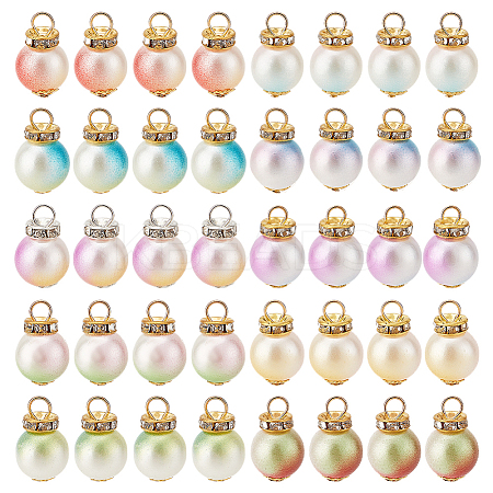100Pcs 10 Colors Gradient Color ABS Plastic Imitation Pearl Pendants FIND-PH0023-54-1