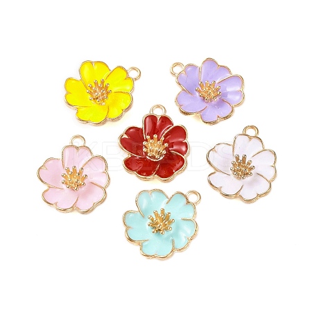 Light Gold Plated Alloy Enamel Pendants ENAM-Z017-14KCG-1