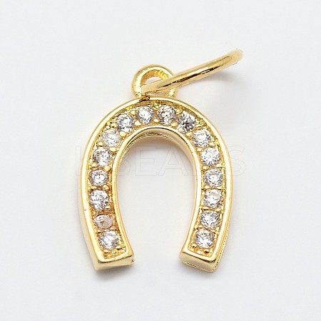 CZ Brass Micro Pave Cubic Zirconia Horse Shoe Charms LS-ZIRC-L018-13G-1
