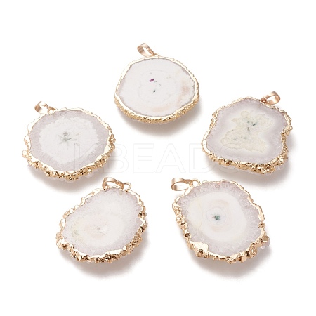 Dyed Natural Druzy Solar Quartz Crystal Pendants G-F693-01I-G-1