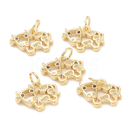 Brass Clear Cubic Zirconia Charms ZIRC-B010-22G-1