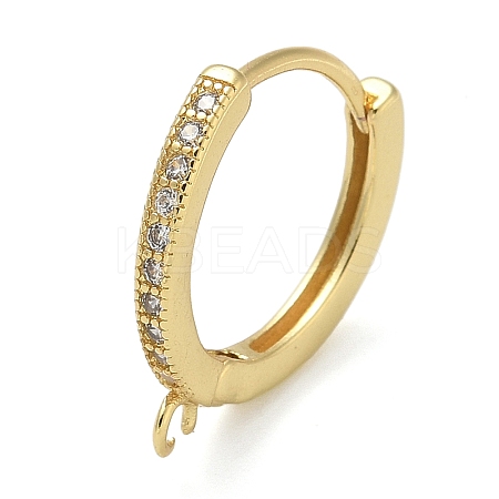 Rack Plating Brass Micro Pave Cubic Zirconia Hoop Earrings Findings KK-K392-33G-1