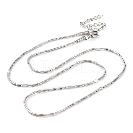 Non-Tarnish 304 Stainless Steel Round Snake Chain Necklaces for Women NJEW-G140-11P-1