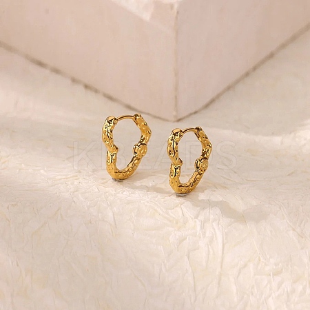 304 Stainless Steel Hammered Heart Hoop Earrrings X-EJEW-U065-02A-G-1
