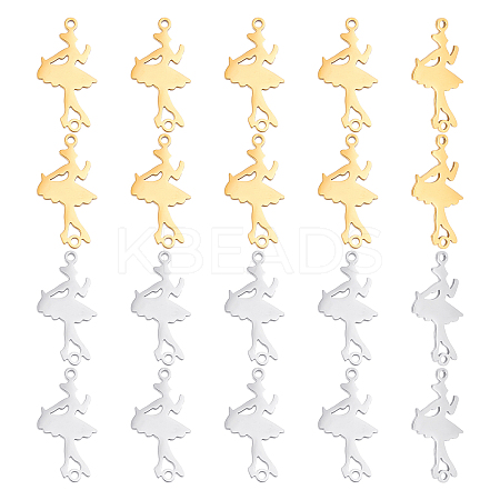 20Pcs 2 Colors 201 Stainless Steel Connector Charms STAS-DC0008-18-1