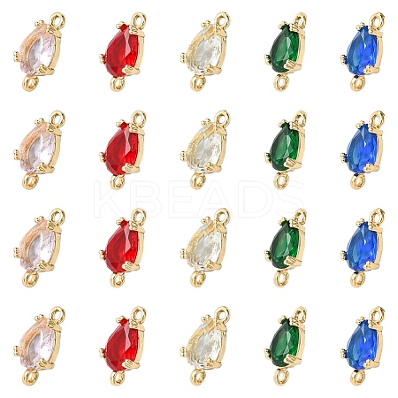10Pcs 5 Colors Transparent Glass Links/Connectors GLAA-YW0004-42-1