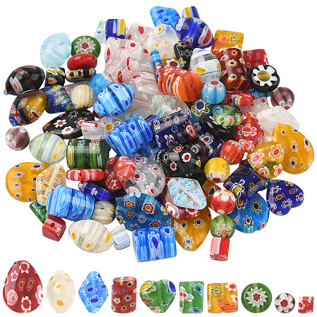 110Pcs 10 Styles Handmade Millefiori Glass Beads LK-SC0001-01-1