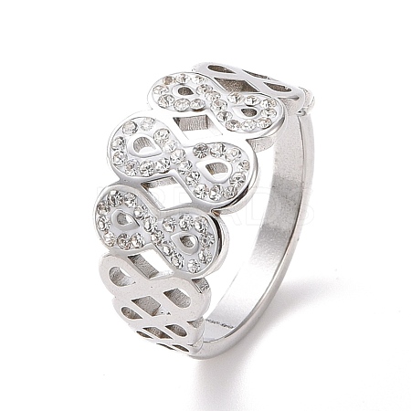 Crystal Rhinestone Infinity Finger Ring RJEW-D120-10B-P-1