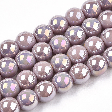 Electroplate Opaque Glass Beads Strands GLAA-T032-P6mm-AB07-1