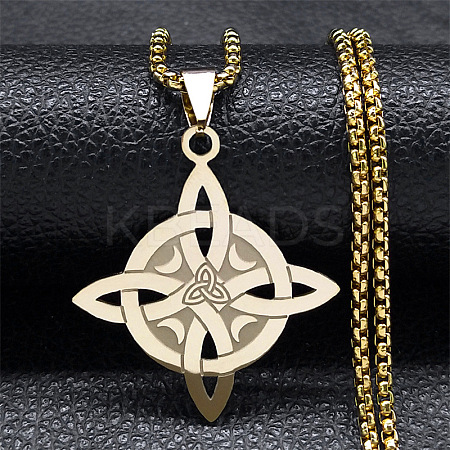 201 Stainless Steel Trinity Knot Pendant Necklaces for Men Women LS-NJEW-K283-36G-1