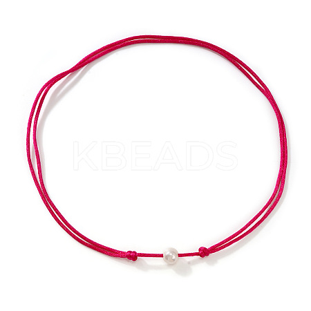 Imitation Pearl White Potato Pendant Adjustable Waxed Cord Necklaces for Women OH8963-6-1