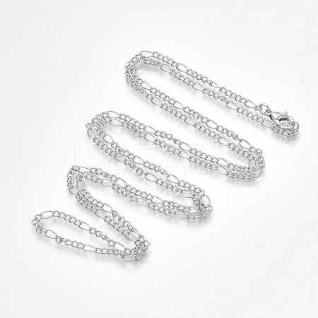 Brass Coated Iron Figaro Chain Necklace Making MAK-T006-03P-1