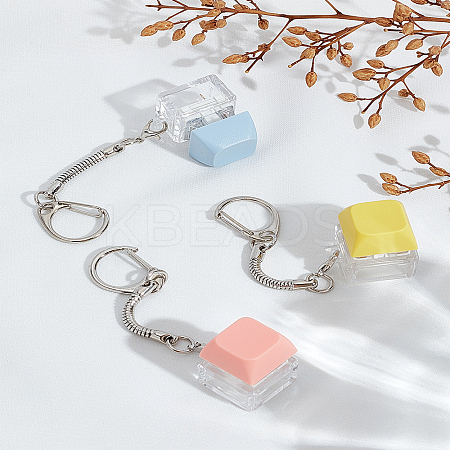 3Pcs 3 Colors ABS Plastic Keyboard Fidget Toys Keychain KEYC-LP0001-63B-1
