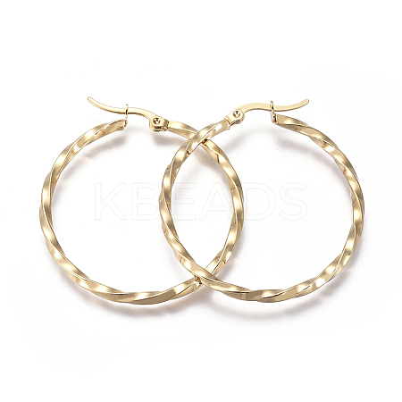 201 Stainless Steel Big Hoop Earrings LS-EJEW-A054-06C-G-1