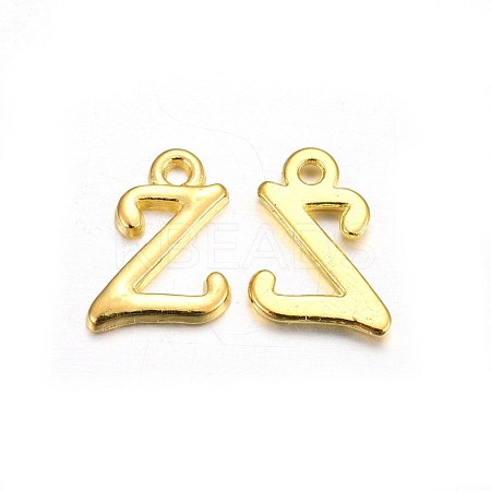 Golden Plated Alloy Letter Pendants PALLOY-J718-01G-Z-1