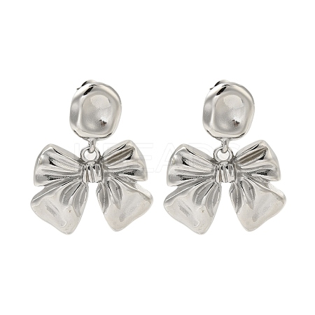 304 Stainless Steel Bowknot Stud Earrings for Women EJEW-U020-02P-1