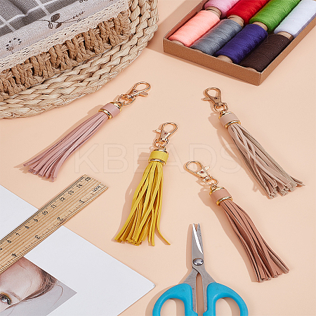 4Pcs 4 Colors PU Leather Tassel Pendants FIND-LP0007-24A-1