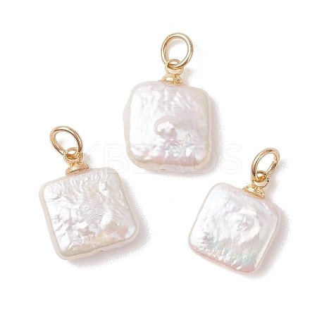 Baroque Natural Nucleated Pearl Keshi Pearl Square Charms PALLOY-JF04967-1