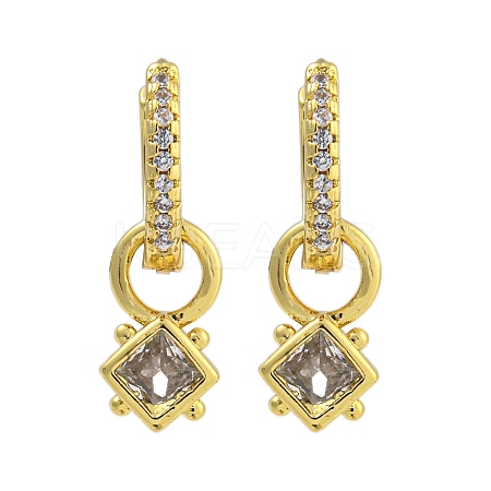 Rack Plating Brass Pave Clear Cubic Zirconia Hoop Earrings for Women EJEW-G410-47G-1