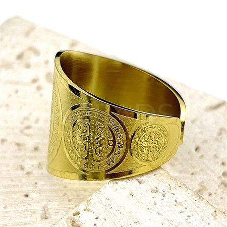 201 Stainless Steel Cuff Rings RJEW-F190-01G-1