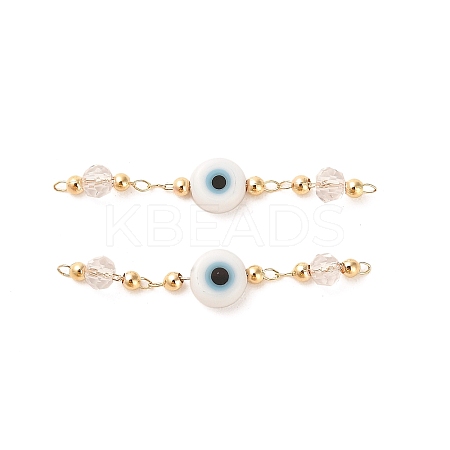 Handmade Evil Eye Lampwork with Glass Handmade Beaded Links Connectors KK-M266-09G-04-1