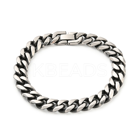 Non-Tarnish 201 Stainless Steel Curb Chain Bracelets BJEW-D030-03P-1
