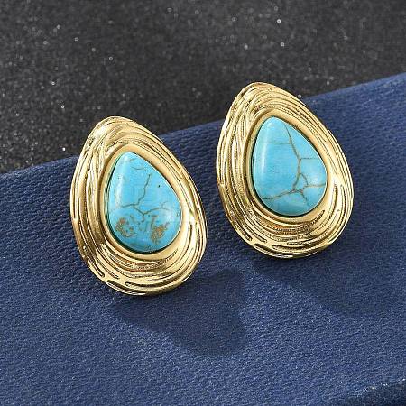 201 Stainless Steel Teardrop Stud Earrings EJEW-P304-08G-1