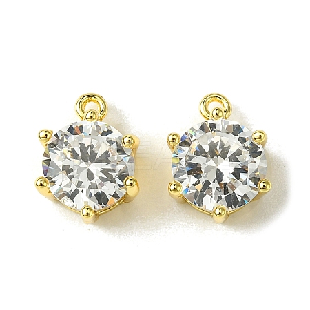 Brass Micro Pave Cubic Zirconia Charms FIND-Z035-07G-1