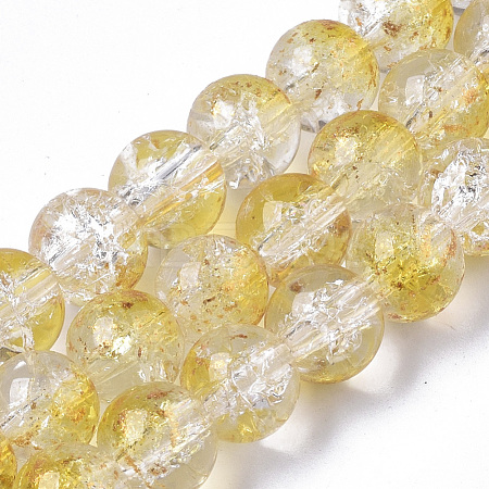Transparent Spray Painted Crackle Glass Bead Strands GLAA-N035-03C-A08-1