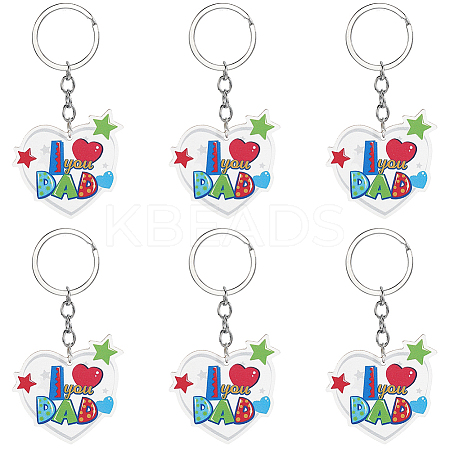 6Pcs Blue Beard Keychain: Perfect Gift for Father's Day AJEW-SP0001-39-1